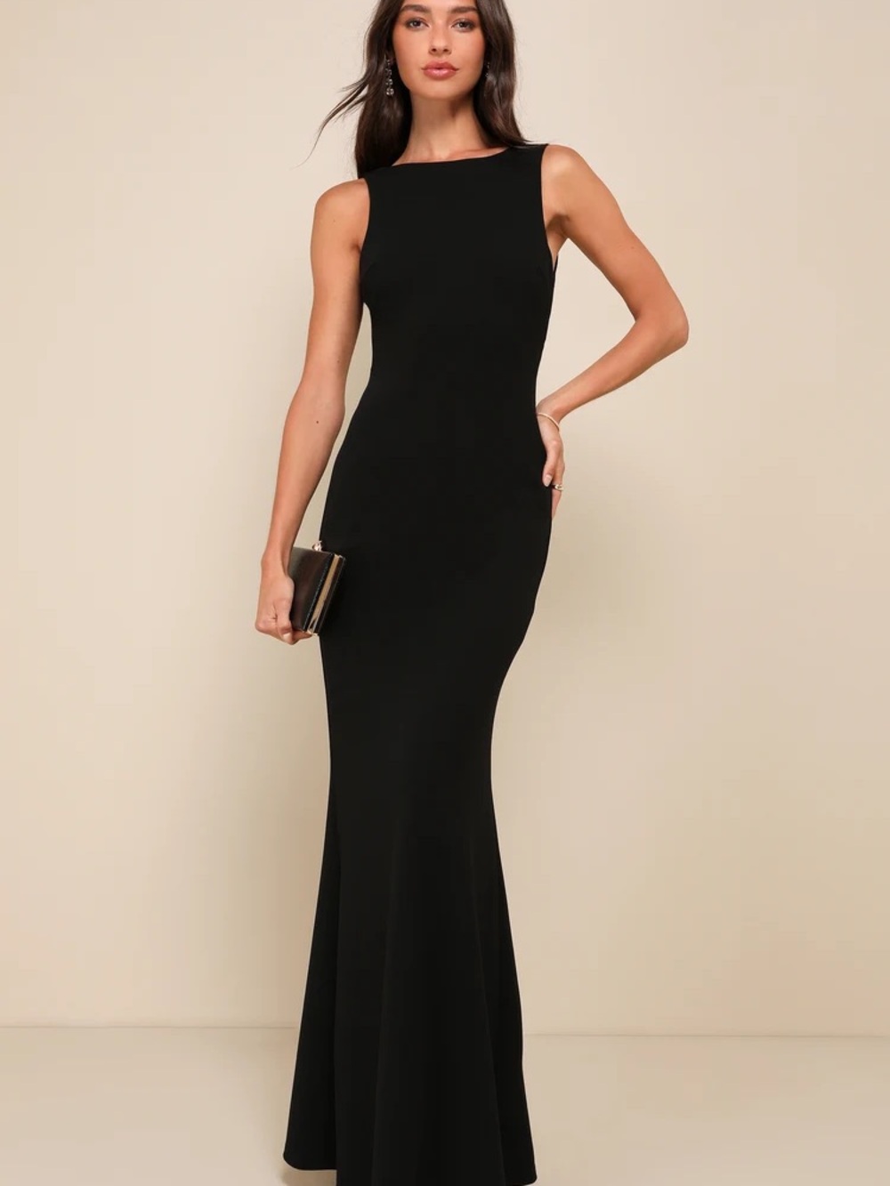 Lulu's Love In Your Eyes Black Knotted Mermaid Maxi Dress